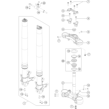 FRONT FORK, TRIPLE CLAMP