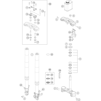 FRONT FORK, TRIPLE CLAMP