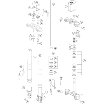 FRONT FORK, TRIPLE CLAMP