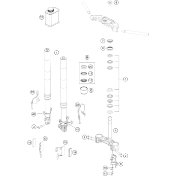FRONT FORK, TRIPLE CLAMP