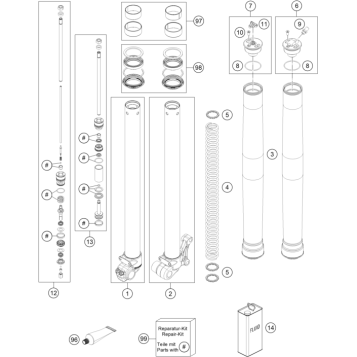 FRONT FORK DISASSEMBLED