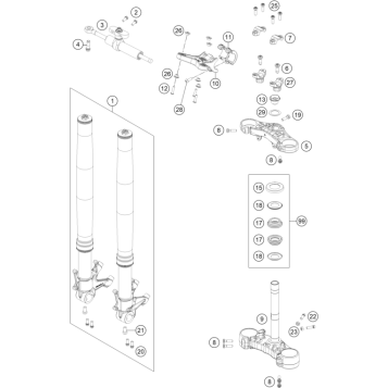 FRONT FORK, TRIPLE CLAMP