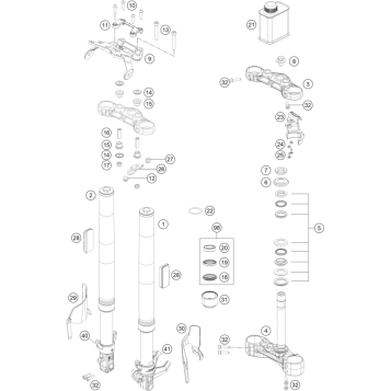 FRONT FORK, TRIPLE CLAMP
