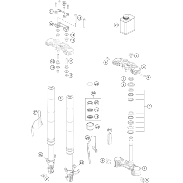 FRONT FORK, TRIPLE CLAMP