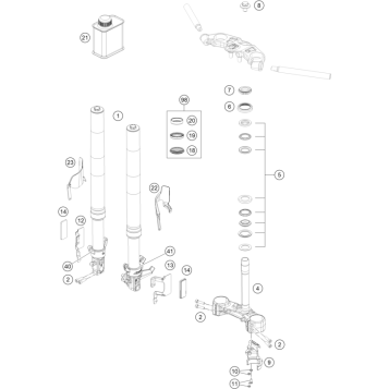 FRONT FORK, TRIPLE CLAMP