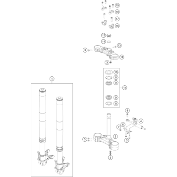 FRONT FORK, TRIPLE CLAMP