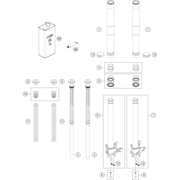 FRONT FORK DISASSEMBLED