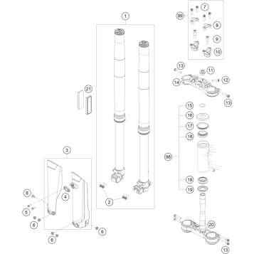 FRONT FORK, TRIPLE CLAMP