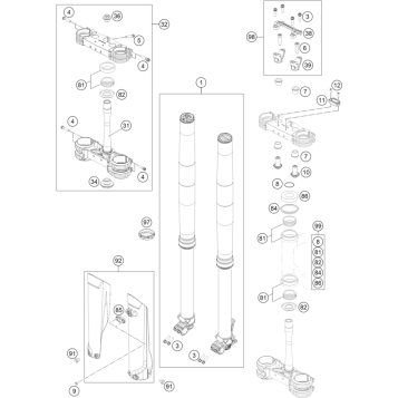FRONT FORK, TRIPLE CLAMP