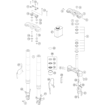 FRONT FORK, TRIPLE CLAMP