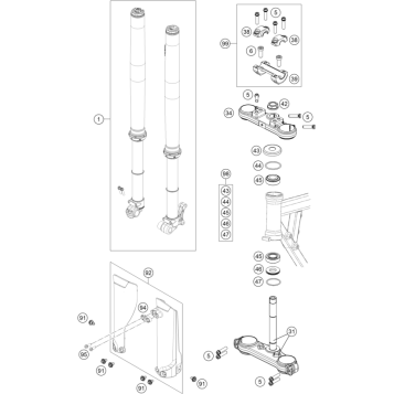 FRONT FORK, TRIPLE CLAMP