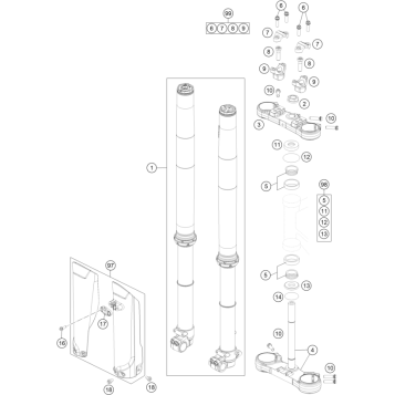 FRONT FORK, TRIPLE CLAMP