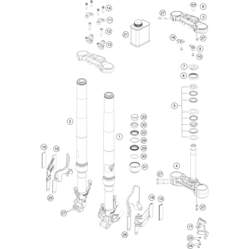FRONT FORK, TRIPLE CLAMP