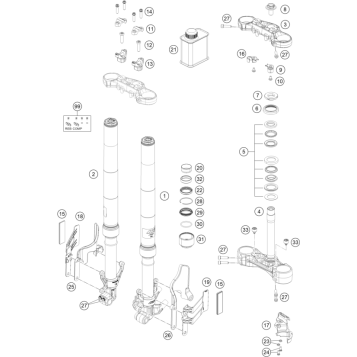 FRONT FORK, TRIPLE CLAMP