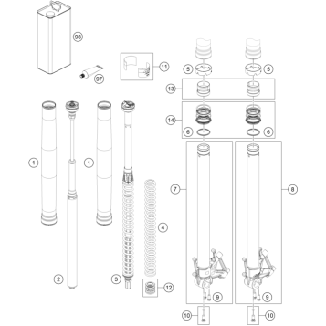 FRONT FORK DISASSEMBLED