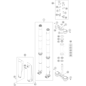 FRONT FORK, TRIPLE CLAMP