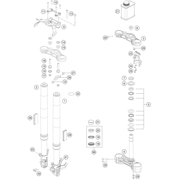 FRONT FORK, TRIPLE CLAMP