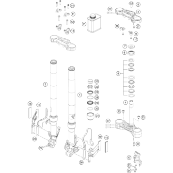 FRONT FORK, TRIPLE CLAMP
