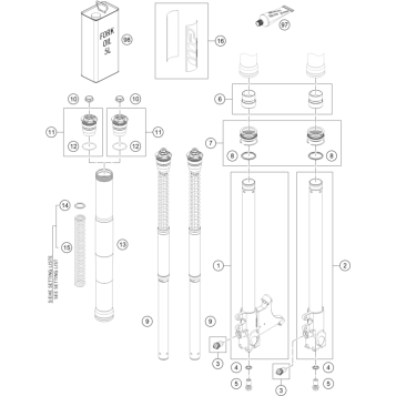 FRONT FORK DISASSEMBLED