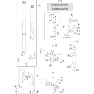 FRONT FORK, TRIPLE CLAMP