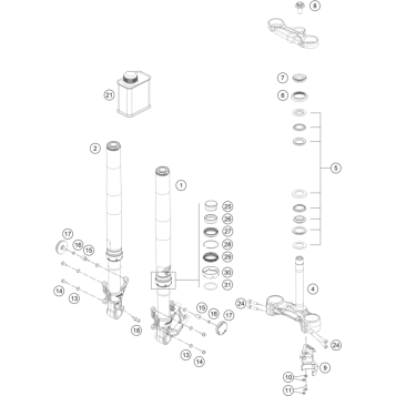 FRONT FORK, TRIPLE CLAMP