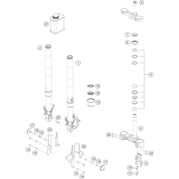 FRONT FORK, TRIPLE CLAMP