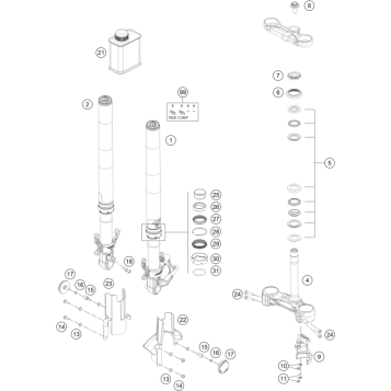 FRONT FORK, TRIPLE CLAMP