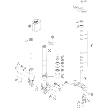 FRONT FORK, TRIPLE CLAMP