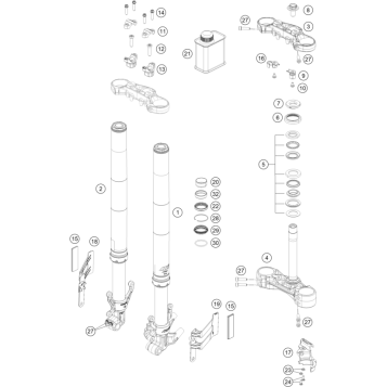 FRONT FORK, TRIPLE CLAMP