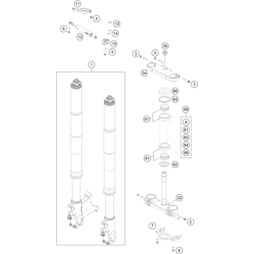 FRONT FORK, TRIPLE CLAMP