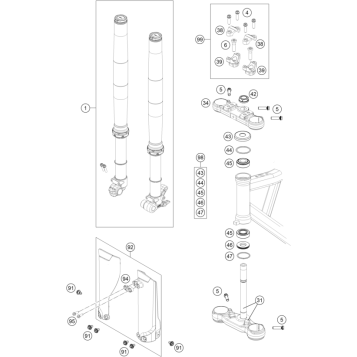 FRONT FORK, TRIPLE CLAMP