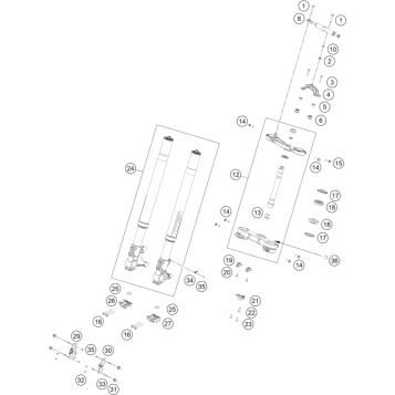 FRONT FORK, TRIPLE CLAMP
