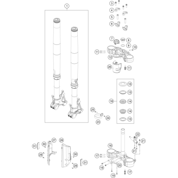 FRONT FORK, TRIPLE CLAMP