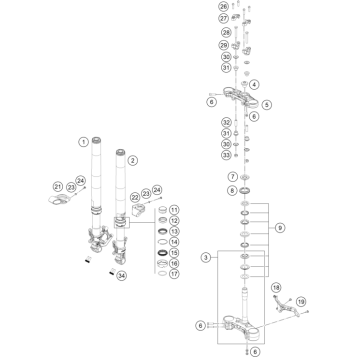 FRONT FORK, TRIPLE CLAMP