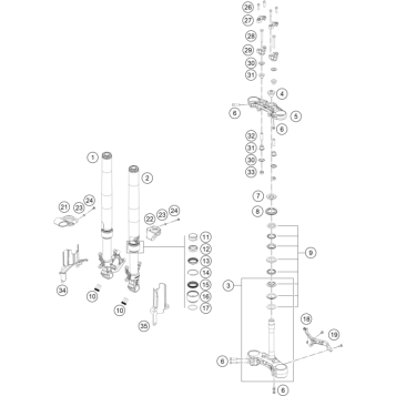 FRONT FORK, TRIPLE CLAMP