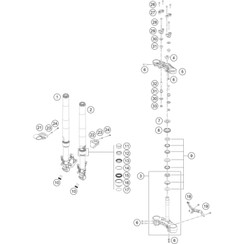 FRONT FORK, TRIPLE CLAMP