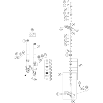 FRONT FORK, TRIPLE CLAMP