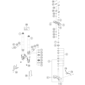 FRONT FORK, TRIPLE CLAMP