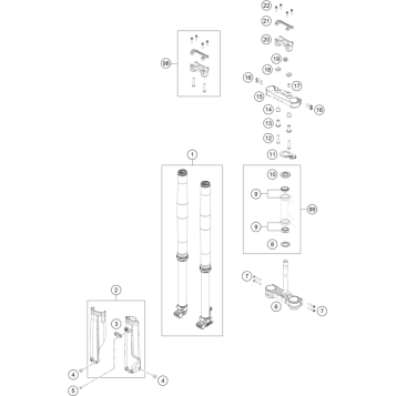 FRONT FORK, TRIPLE CLAMP