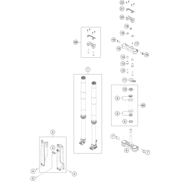 FRONT FORK, TRIPLE CLAMP