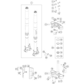 FRONT FORK, TRIPLE CLAMP