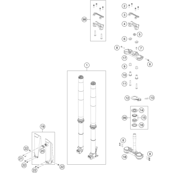FRONT FORK, TRIPLE CLAMP