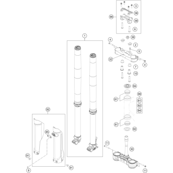 FRONT FORK, TRIPLE CLAMP