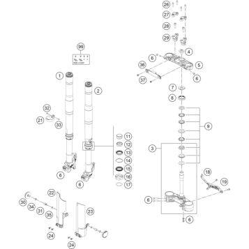 FRONT FORK, TRIPLE CLAMP