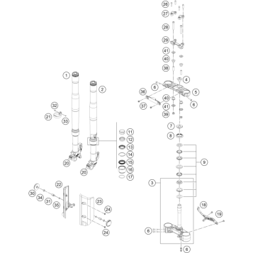 FRONT FORK, TRIPLE CLAMP