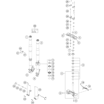 FRONT FORK, TRIPLE CLAMP