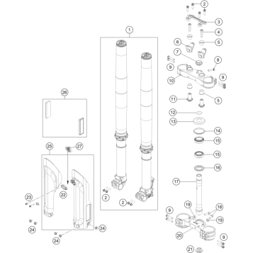 FRONT FORK, TRIPLE CLAMP
