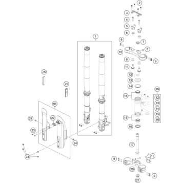 FRONT FORK, TRIPLE CLAMP