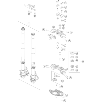 FRONT FORK, TRIPLE CLAMP