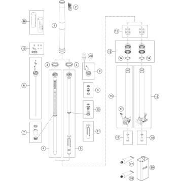 FRONT FORK DISASSEMBLED